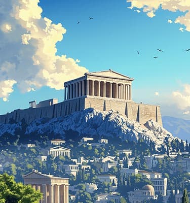 Athens guided audio meditation journey - Visionaria cinematic meditation app