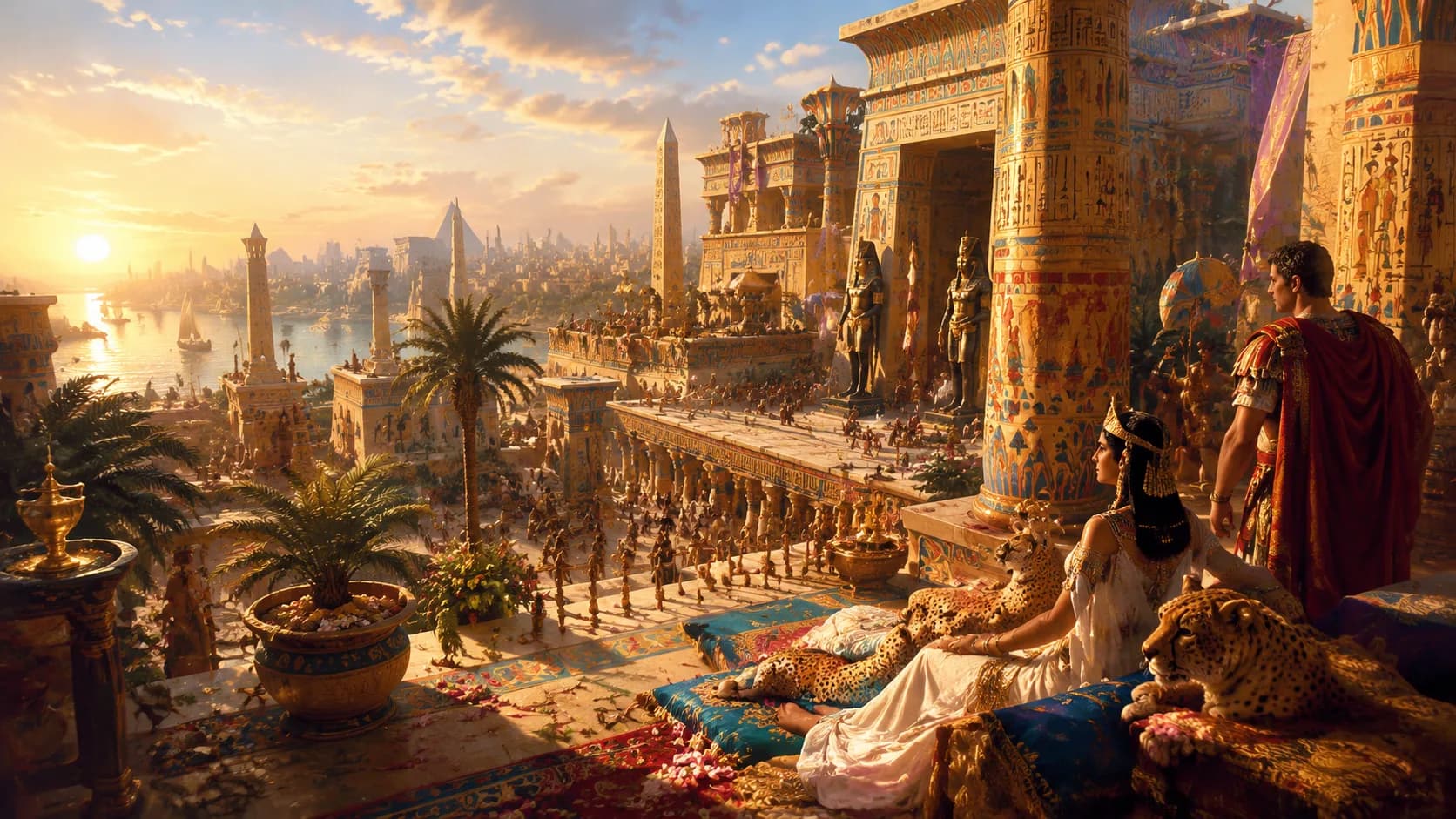Ancient Egyptian palace representing the era of Cleopatra and Mark Antony