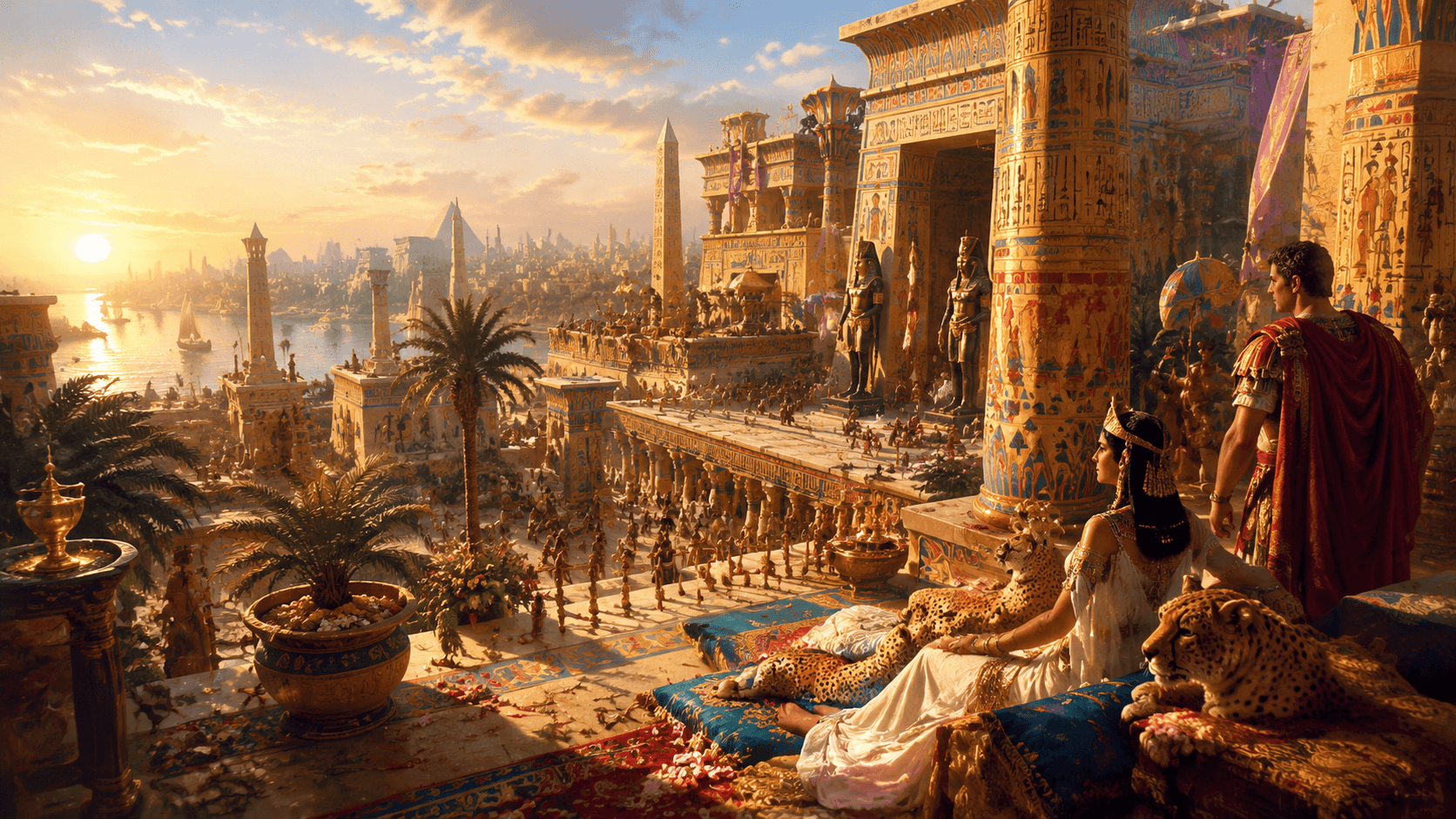 Ancient Egyptian palace representing the era of Cleopatra and Mark Antony