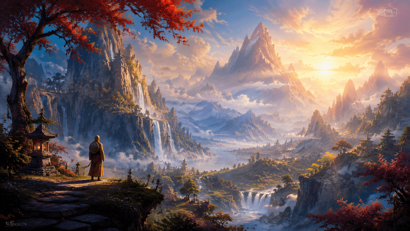 Peaceful mountain landscape representing exploration meditation journey