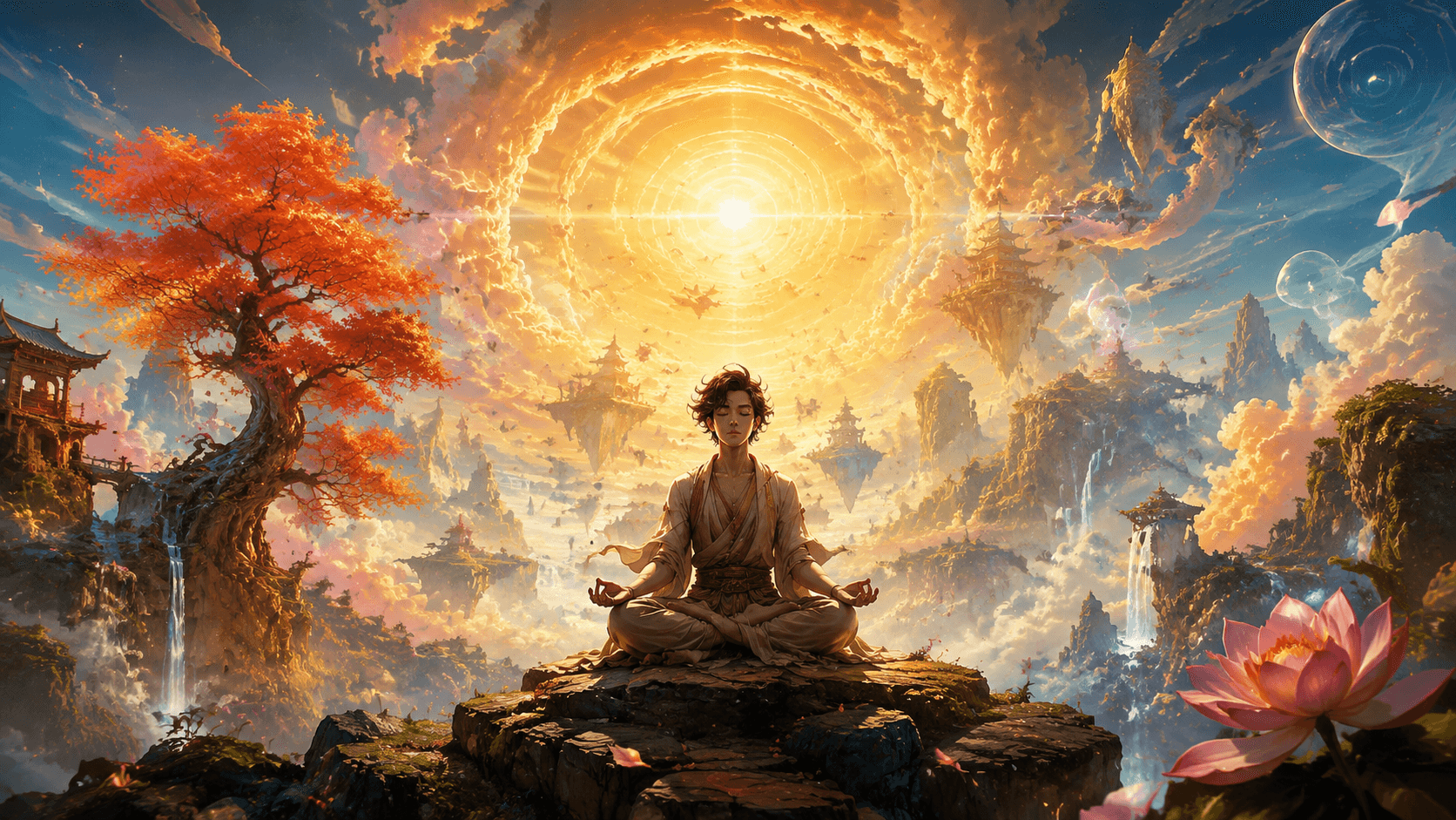 A person in a peaceful meditative state representing the power of imagination training for mental health and emotional well-being