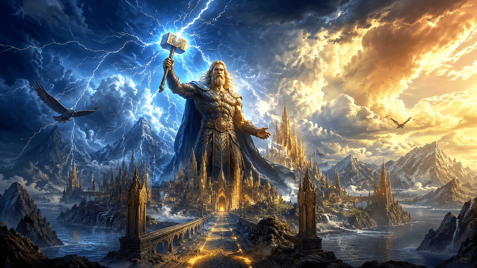 Norse mythology thunder storm lightning dramatic sky