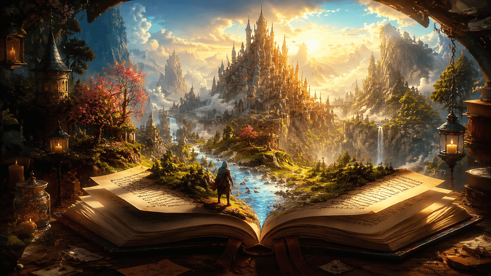 Open book with dreamy atmosphere representing how fictional worlds feel real to readers