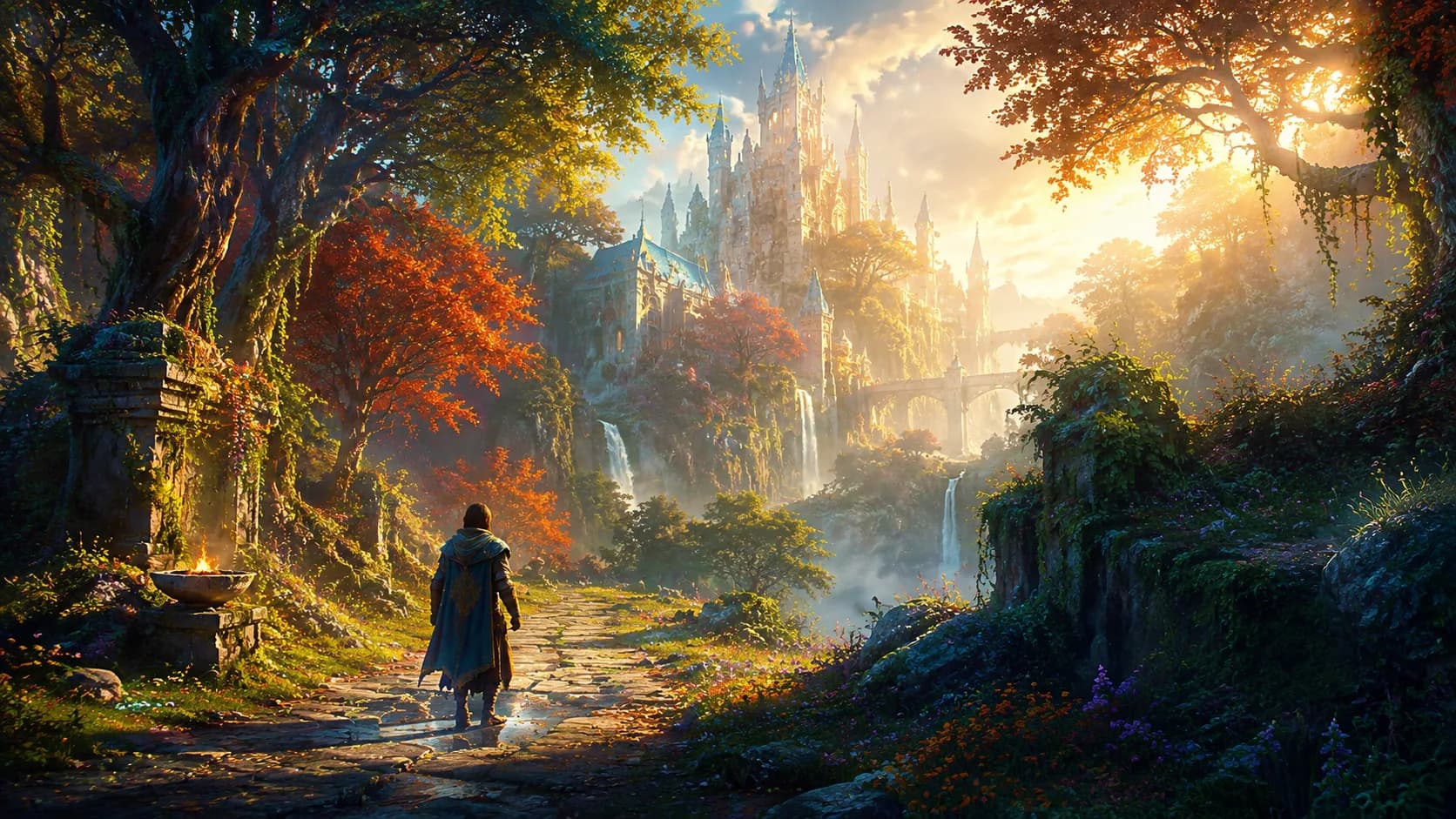 A person exploring a misty forest path, evoking the spirit of curiosity and meditative exploration