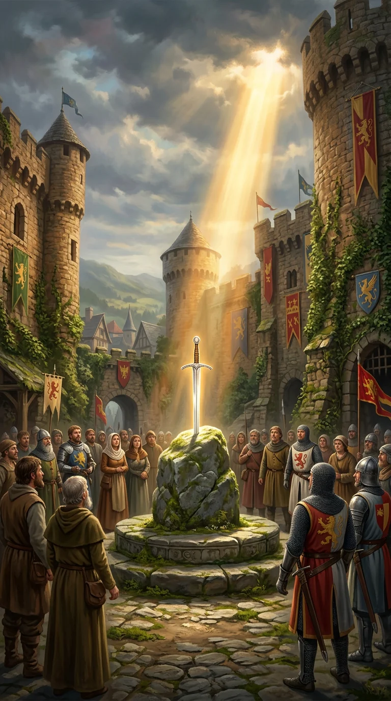 King Arthur's legendary Camelot castle and Round Table